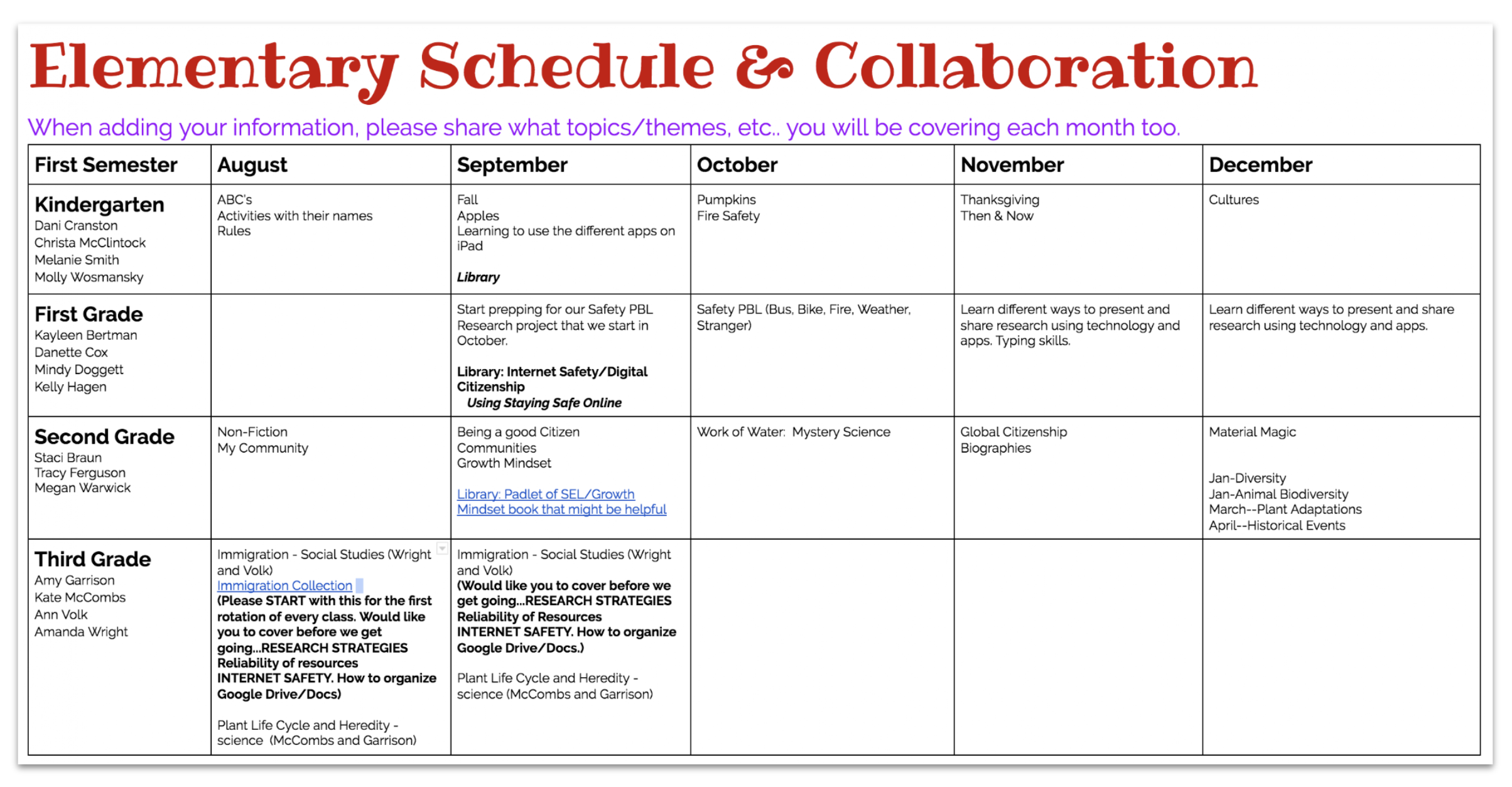Schedule